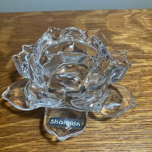 Shannon Crystal Ireland Lotus Flower Clear Candle Holder Tea Light